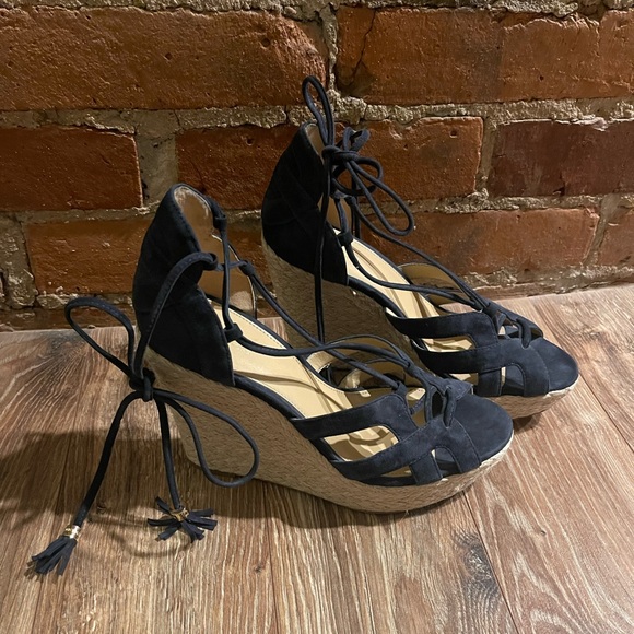 MICHAEL Michael Kors Shoes - Michael Kors Navy Blue Espadrille Wedges